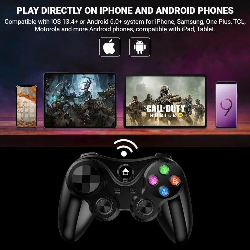 arVin Wireless Game Controller for iOS & Android, Bluetooth Gamepad Joystick with Phone Holder for iPhone 15/14/13/12, Samsung Galaxy S22/S21/S20, One Plus, TCL, Call of Duty, Apex Legends,Direct Play - Image 2